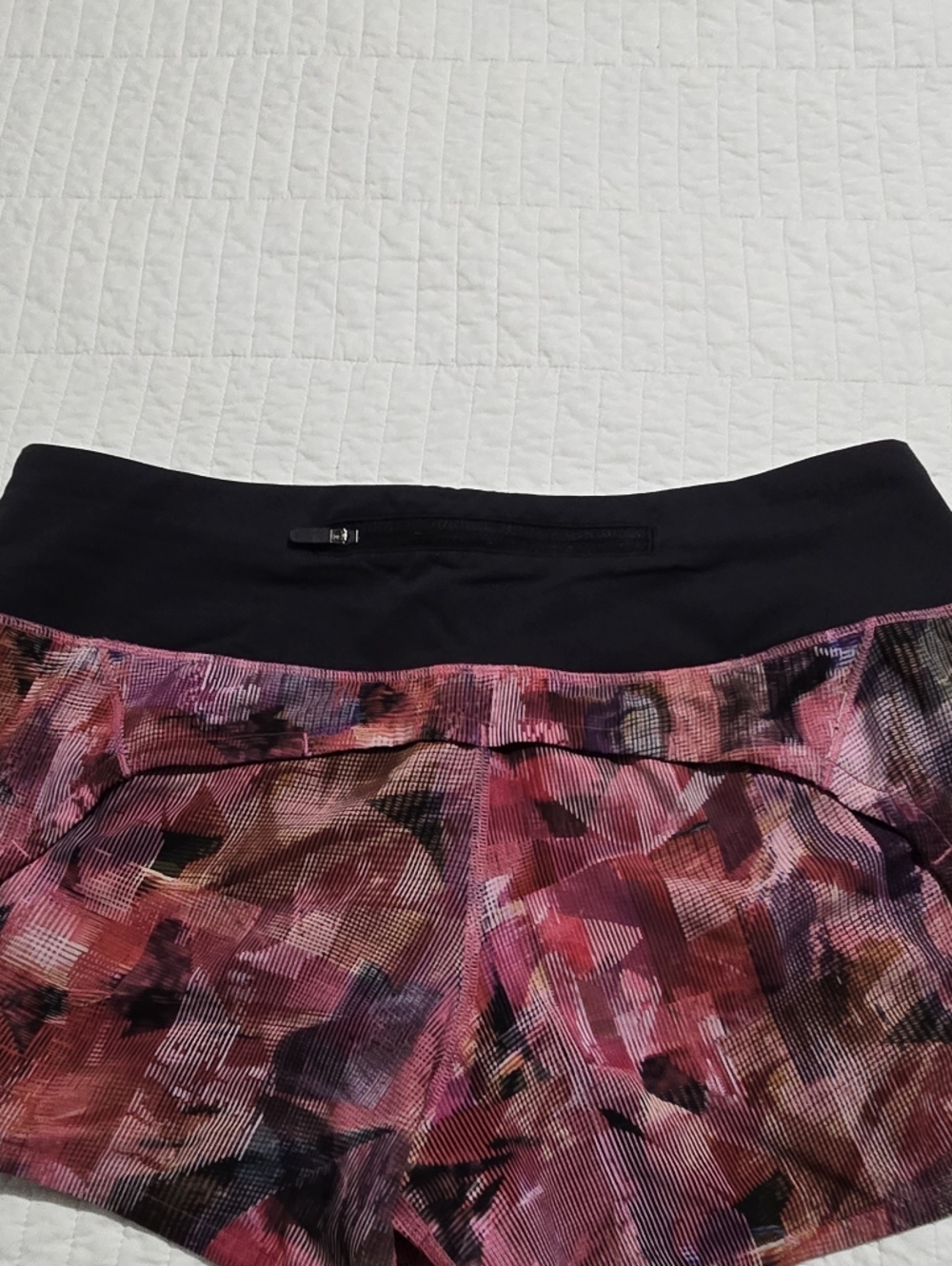lululemon athletica Pink Abstract Print Running Shorts with Black Waistband - Picture 4 of 6